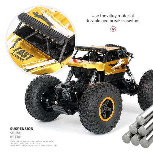  Birdfly Cross-Country RC Climbing Car 1/18 2.4G 4WD 15KM/h Alloy High Tire Off-Road Monster Truck Radio Contral Toy Car (Gold)