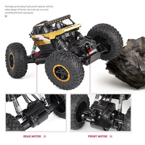  Birdfly Cross-Country RC Climbing Car 1/18 2.4G 4WD 15KM/h Alloy High Tire Off-Road Monster Truck Radio Contral Toy Car (Gold)