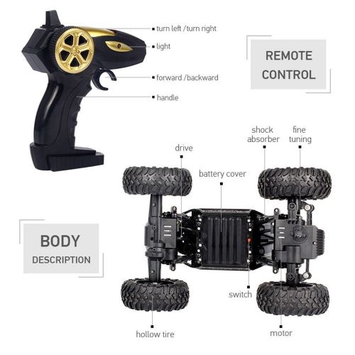  Birdfly Cross-Country RC Climbing Car 1/18 2.4G 4WD 15KM/h Alloy High Tire Off-Road Monster Truck Radio Contral Toy Car (Silver)