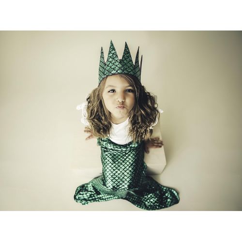  Birdy Boutique Baby Girls Birthday Crown Mermaid Scales 1st 2nd 3rd 4th 5th 6th Fabric Hat Tiara Dress Up Costume Turquoise