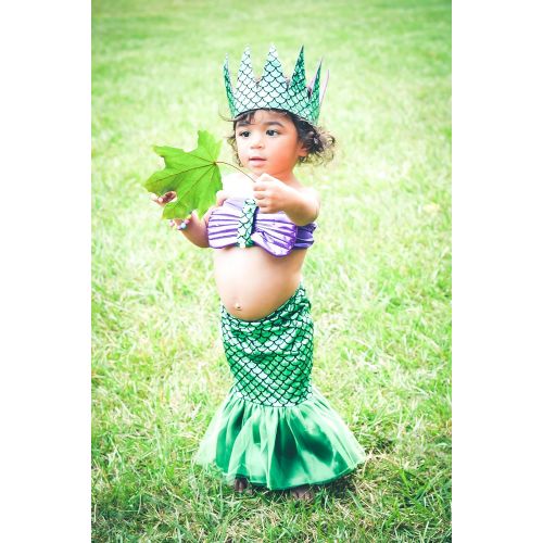  Birdy Boutique Baby Girls Birthday Crown Mermaid Scales 1st 2nd 3rd 4th 5th 6th Fabric Hat Tiara Dress Up Costume Turquoise