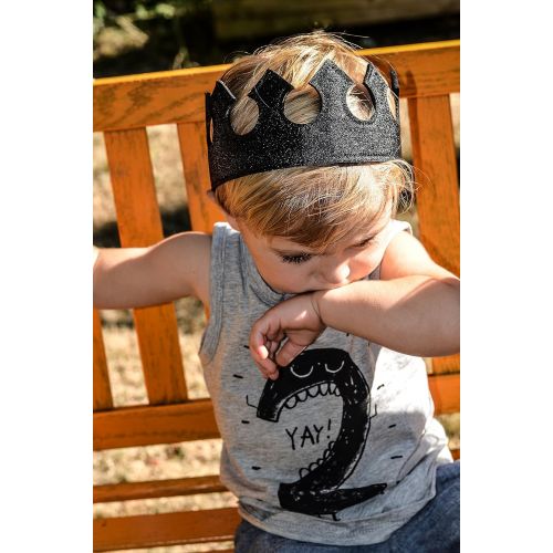  Birdy Boutique Boy Dress Up Play Time Crown in Midnight Black Glittery Stretchy Birthday Party