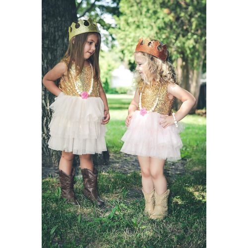  Birdy Boutique Fun Play Time Glitter Stretch Crown in Gold Boy or Girl Toddler Dress Up