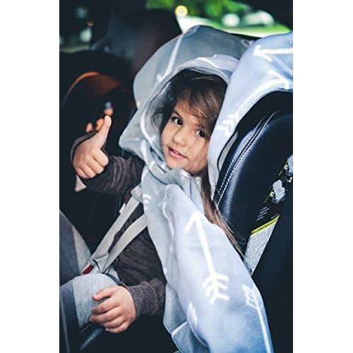  Birdy Boutique Kids Car Seat Poncho Gray Arrows Reversible Warm Blanket Safe Use OVER Seat Belts Winter