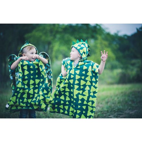  Birdy Boutique Kids Car Seat Poncho Halloween Costume Green Dinosaur Warm Blanket Safe Use OVER Seat Belts Baby Toddler with Spikes Costume