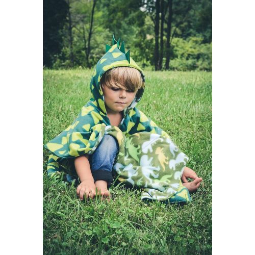  Birdy Boutique Kids Car Seat Poncho Halloween Costume Green Dinosaur Warm Blanket Safe Use OVER Seat Belts Baby Toddler with Spikes Costume