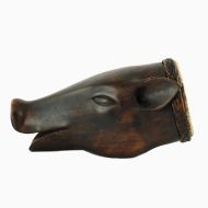 /BirneyCreek Vintage Hand Carved Wood Water Buffalo Head Ceremonial Talking Drum with Goat Skin Drum Head
