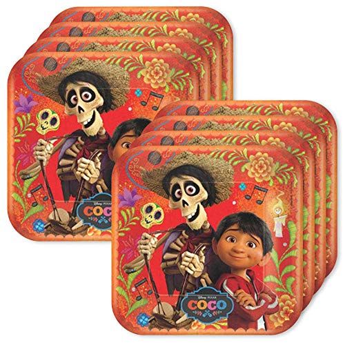  BirthdayExpress Coco Party Supplies Square Lunch Plates for 24