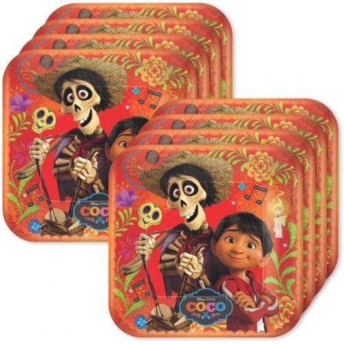  BirthdayExpress Coco Party Supplies Square Lunch Plates for 24
