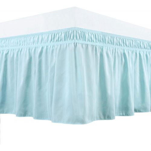  [아마존 핫딜]  [아마존핫딜]Biscaynebay Wrap Around Bed Skirts Elastic Dust Ruffles, Easy Fit Wrinkle and Fade Resistant Solid Color Silky Luxrious Fabric Baby Blue King Size 15 Inches Drop