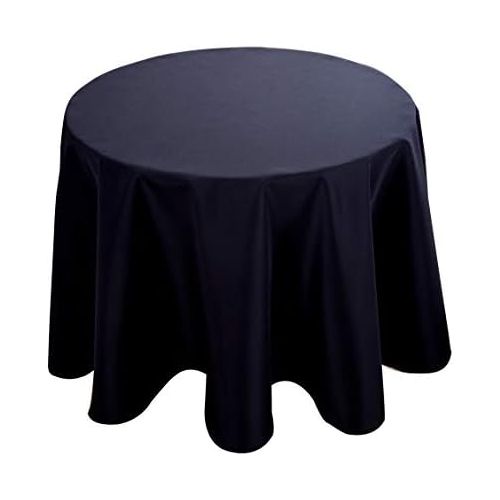  [아마존베스트]Biscaynebay Fabric Round Tablecloths, Water Resistant Spill Proof Washable Tablecloths for Dining, Kitchen, Wedding, Parties etc, Black 60 Inches in Diameter