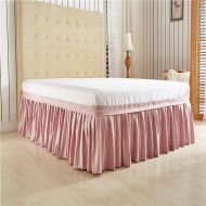 Biscaynebay BERTERI Pink Solid Color Wrap Around Solid Ruffled Bed Skirt Twin Queen King Size Polyester Fabric Soft
