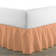 Biscaynebay Kotton Culture Luxurious Adjustable Wrap Around Bed Skirt 100% Egyptian Cotton 400 Thread Count 15 Inch Drop Solid By (Peach, Queen) (Available in and 29 Colors)
