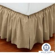 Biscaynebay Royal Linen Collection Hotel Quality 800TC Pure Cotton Dust Ruffle Bed Skirt 18 Drop Length 100% Natural Cotton California King Size Taupe Stripe