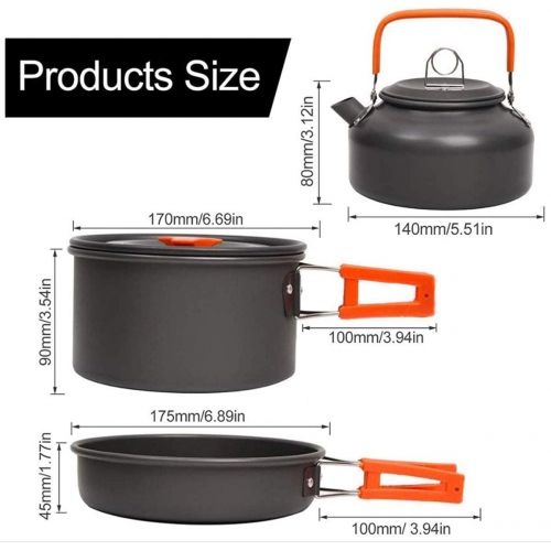  Bisgear 1.95 Liter (Pot+ Kettle) 18/8 Plates + 10pcs Backpacking Camping Cookware Kitchen Utensil BBQ
