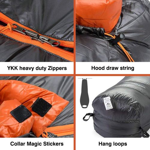  Bisgear Naturehike Down Sleeping Bag for Backpacking, Ultralight Mummy Sleeping Bag 14 Degree F with Compression Sack for Hammock or Ground Camping