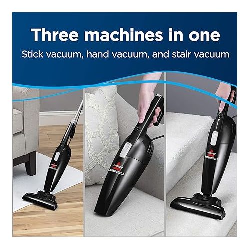  BISSELL Featherweight Stick Lightweight Bagless Vacuum with Crevice Tool, 2033M, Black