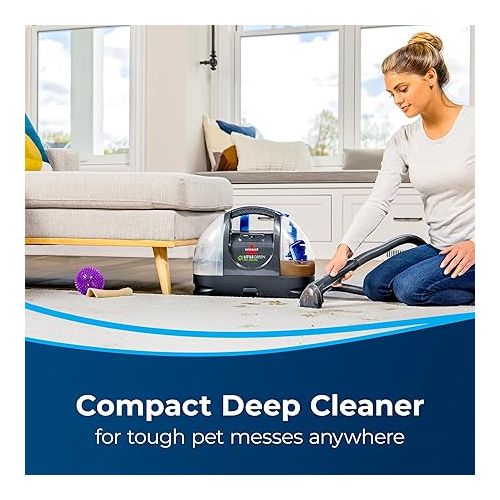  Bissell Little Green Pet Deluxe Portable Carpet Cleaner and Car/Auto Detailer, 3353, Gray/Blue