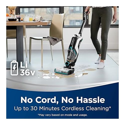  BISSELL CrossWave Cordless Max All in One Wet-Dry Vacuum Cleaner and Mop for Hard Floors and Area Rugs, Black, 2554A