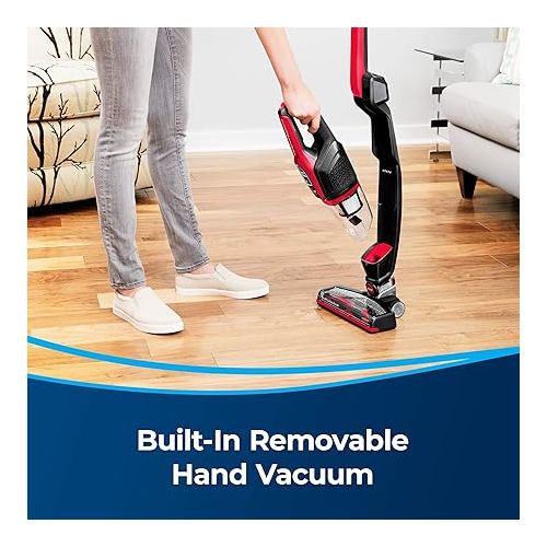  BISSELL, 3079 Featherweight Cordless XRT 14.4V Stick Vacuum, Black, Red