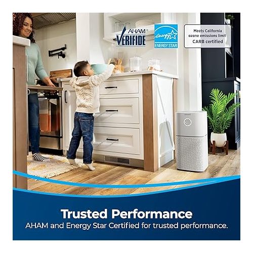  BISSELL Air180 Air Purifier For Home, Bedroom, HEPA Filter, Filters Smoke, Allergies, Pet Dander, Odor, Dust, Gray, 34964