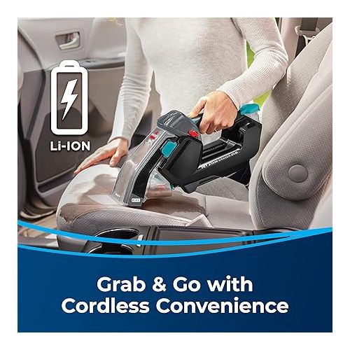  BISSELL Stain Eraser Duo, 2-in-1 Cordless Portable Deep Cleaner and Hand Vacuum with PET PRO OXY Spot & Stain Formula, 3705, Black, Large