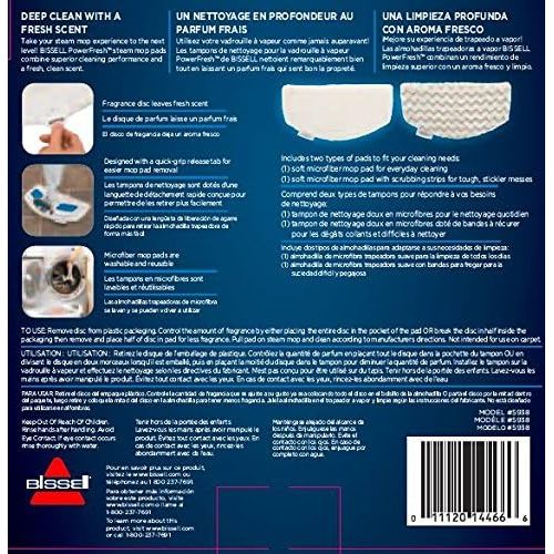  BISSELL PowerFresh Steam Mop Pads (2 pk) with Fragrance Discs (4 ct), New OEM Part, 5938, DESIGN 1, White