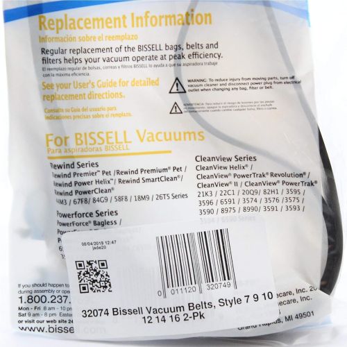  Bissell Vacuum Belt For Powerglide Series Vacuums 2 pk