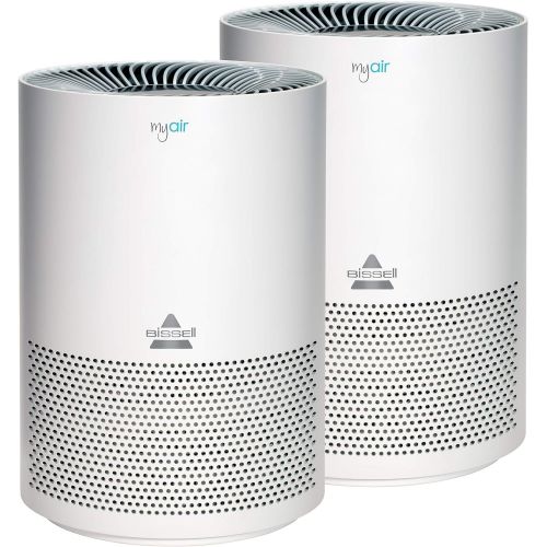  Bissell MYair, 2 Pack, Purifier with High Efficiency and Carbon Filter for Small Room and Home, Quiet Bedroom Air Cleaner for Allergies, Pets, Dust, Dander, Pollen, Smoke, Odors, T