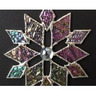 Bitsandglassart stained glass snowflake suncatcher (design 32)