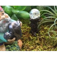 BitsyNest SALE Miniature Crystal Garden Glazing Ball on Tree Stump, Fairy Garden Accessory, Garden Decor, Miniature Gardening, Terrarium Accessory