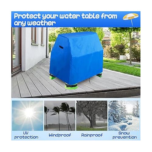  Kids Water Table Cover Fit for Step2 Rain Showers Splash Pond Water Table, Waterproof Dustproof Anti-UV Outdoor Water Table Toys Cover, Heavy Duty 420D Oxford Accessory (Cover Only) Blue