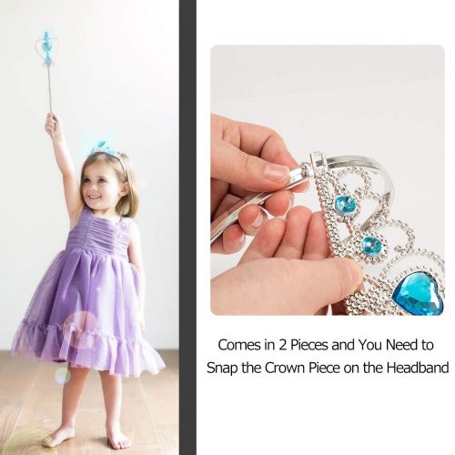  Biubee 9 Pcs Princess Dress up Party Costume Accessories Set Cosplay: 2 Tiaras+ 2 Wands+ Gloves, Earrings Ring