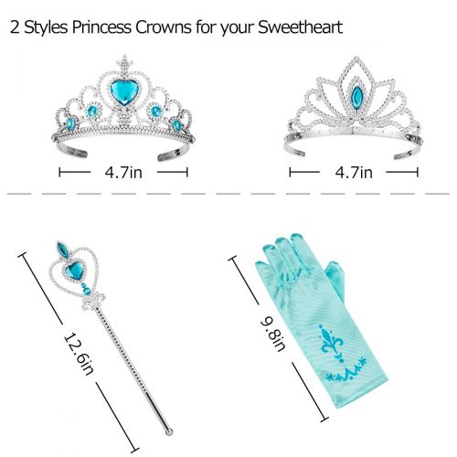  Biubee 9 Pcs Princess Dress up Party Costume Accessories Set Cosplay: 2 Tiaras+ 2 Wands+ Gloves, Earrings Ring