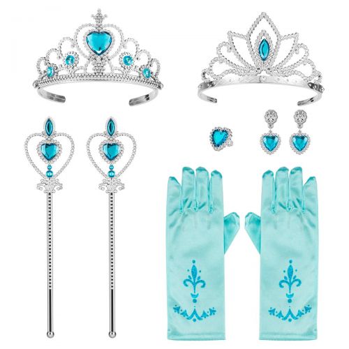  Biubee 9 Pcs Princess Dress up Party Costume Accessories Set Cosplay: 2 Tiaras+ 2 Wands+ Gloves, Earrings Ring