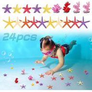 Biubee 24Pcs Diving Pool Toys for Kids - Swimming Pool Toy with Colorful Starfish Coral, Underwater Pool Toys Pool Games Pool Throw Toy for Kids Summer Pool Training Games Supply
