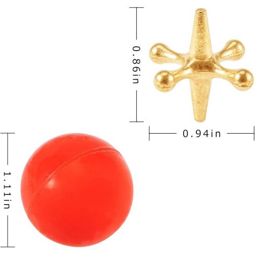  [아마존베스트]Biubee 3 Sets Retro Metal Jacks and Ball Game- 30 Pcs Gold and Silver Toned Jacks with 3 Red Rubber Bouncy Balls, Classic Game of Jacks for Party Favor, Game Prizes, Kids and Adult