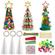 Biubee Set of 3 Mini Glitter DIY Christmas Tree Sets- 7.87 Inch DIY Home 3D Xmas Tree Ornaments Decoration in 3 Kids Christmas Tree Craft Kits for Christmas New Year Home Decor