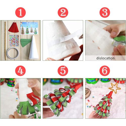  Biubee Set of 3 Mini Glitter DIY Christmas Tree Sets- 7.87 Inch DIY Home 3D Xmas Tree Ornaments Decoration in 3 Kids Christmas Tree Craft Kits for Christmas New Year Home Decor