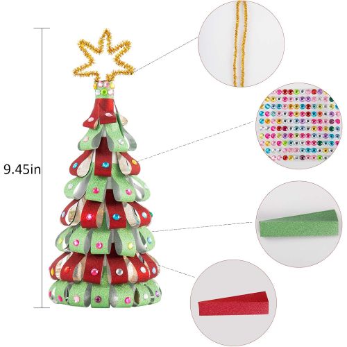  Biubee Set of 3 Mini Glitter DIY Christmas Tree Sets- 7.87 Inch DIY Home 3D Xmas Tree Ornaments Decoration in 3 Kids Christmas Tree Craft Kits for Christmas New Year Home Decor