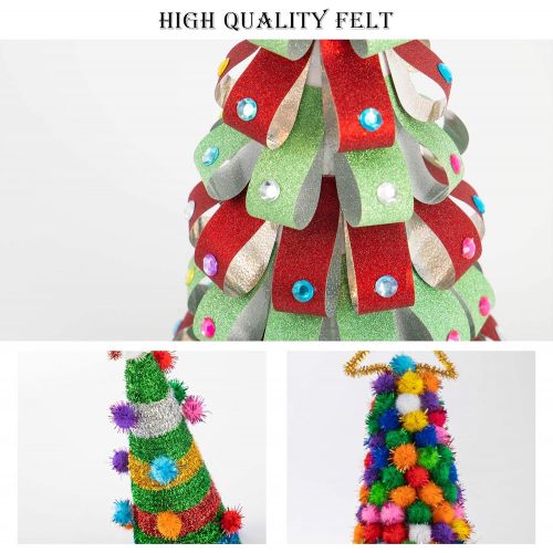  Biubee Set of 3 Mini Glitter DIY Christmas Tree Sets- 7.87 Inch DIY Home 3D Xmas Tree Ornaments Decoration in 3 Kids Christmas Tree Craft Kits for Christmas New Year Home Decor