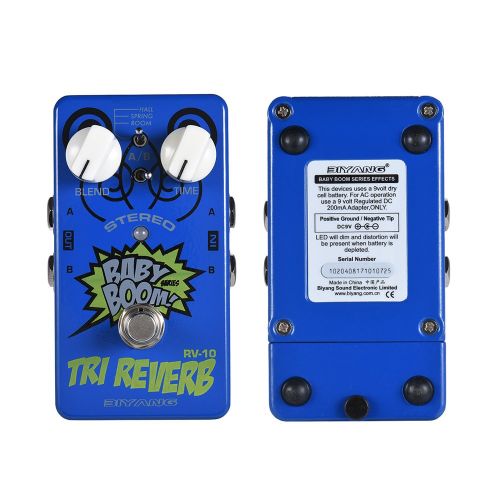  Biyang BIYANG Stereo Reverb Guitar Effect Pedal RV-10 BABY BOOM Series 3 Modes True Bypass Full Metal Shell