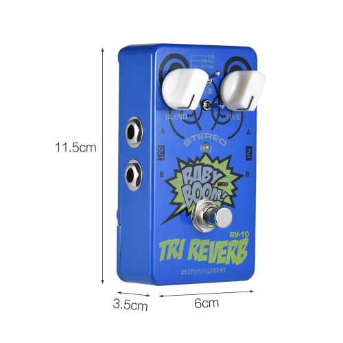  Biyang BIYANG Stereo Reverb Guitar Effect Pedal RV-10 BABY BOOM Series 3 Modes True Bypass Full Metal Shell