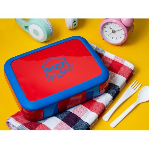  [아마존베스트]Bizz Large Travel Bento Box Set Lunch Boxes with Utensils, Removable Microwaveable, Dishwasher Safe Tray (2-Pack) Lunchbox Portable Portion Control Meal Prep Containers Reusable BP