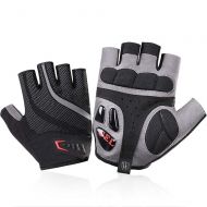 Bjzxz Men and Women Half Finger Riding Gloves Mens Half Finger Work Gloves Cycling Riding Gym Sports Sports Gloves with Non-Slip Cushion (Color : Gray, Size : XL)