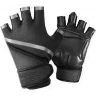 Bjzxz Men and Women Half Finger Riding Gloves Unisex Half Finger Riding Cushions Cycling Gloves Sports Gloves with Non-Slip Cushion (Color : Black, Size : XL)