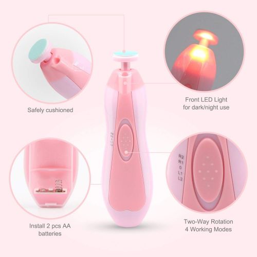  [아마존베스트]B&K Glopole Baby Nail Trimmer File with Light - Safe Electric Nail Clippers Kit for Newborn Infant Toddler Kids Toes...