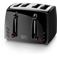 BLACK+DECKER 4-Slice Toaster, TR1410BD, Extra-Wide, 7 Shade Settings, Crumb Trays, Gloss Black