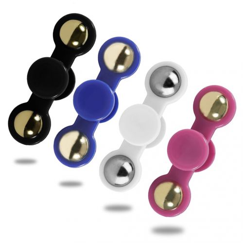  Black Two Ball Metal Bearing Hand Spinner Toy Anti Stress Autism ADHD Fingertip Toy