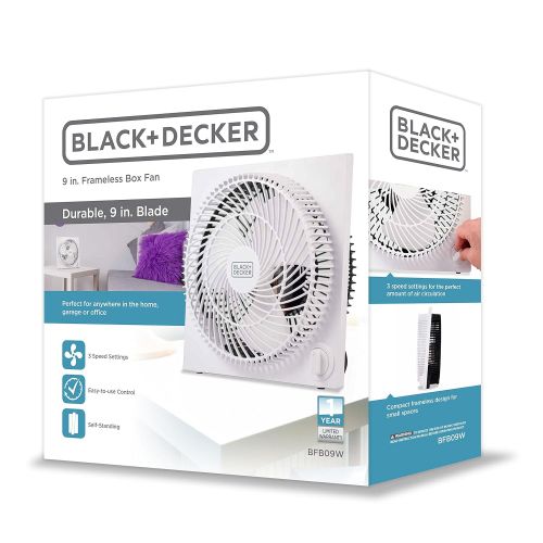  Black & Decker 9 inches Frameless Tabletop Box Fan, White